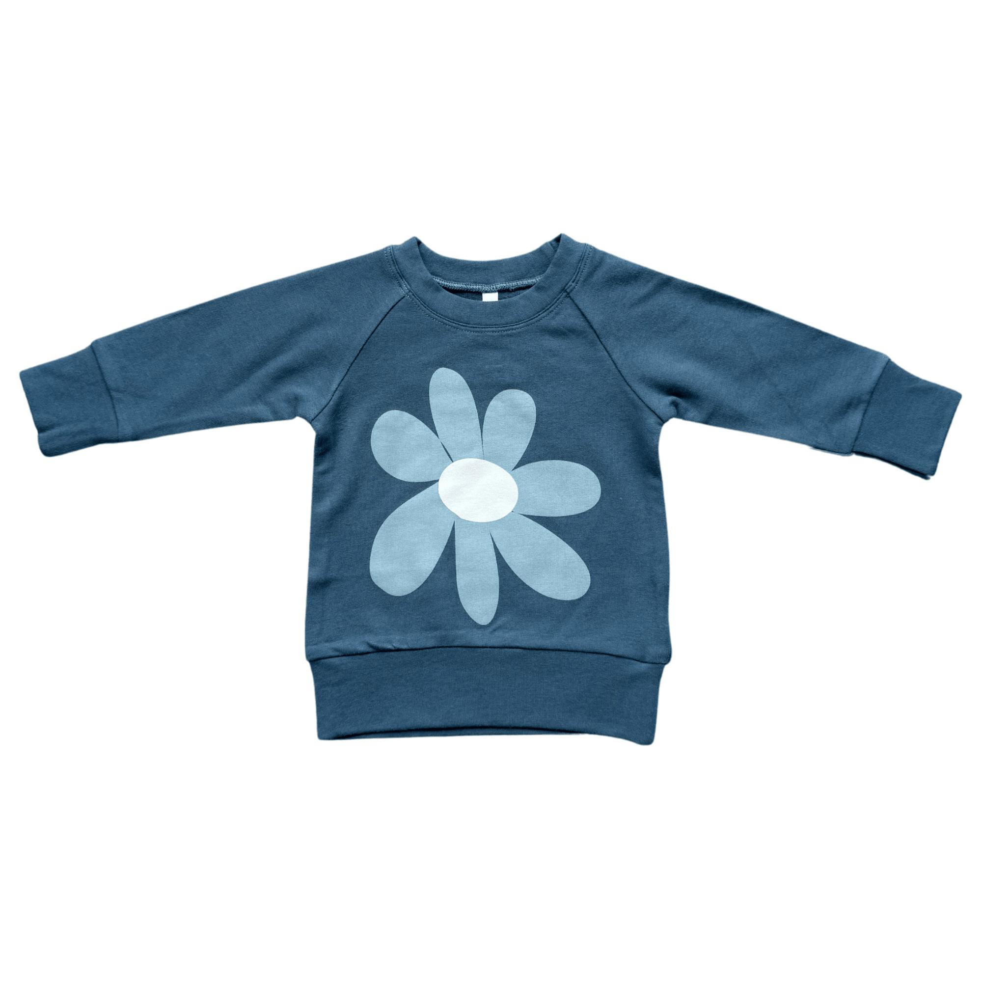 Girls Raglan Sweatshirt in Slate Daisy