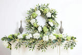 White & Green Hydrangea with Cream Berry Artificial All Seasons Greenery Mantle Garland and Table Runner