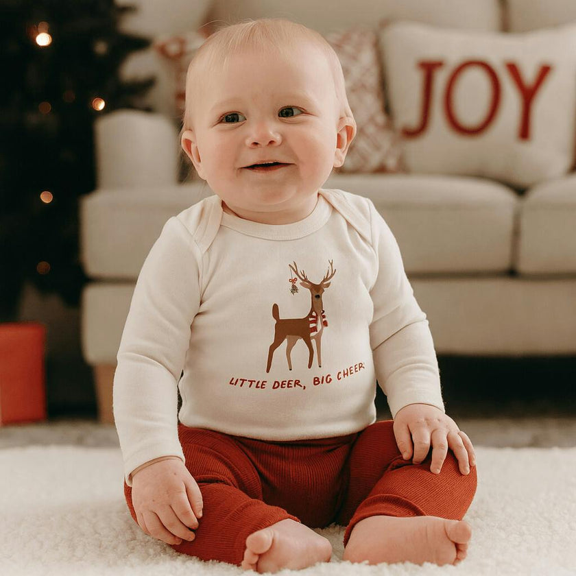 long sleeve graphic bodysuit | little deer big cheer