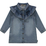 Long Sleeve Ruffle Denim Dress