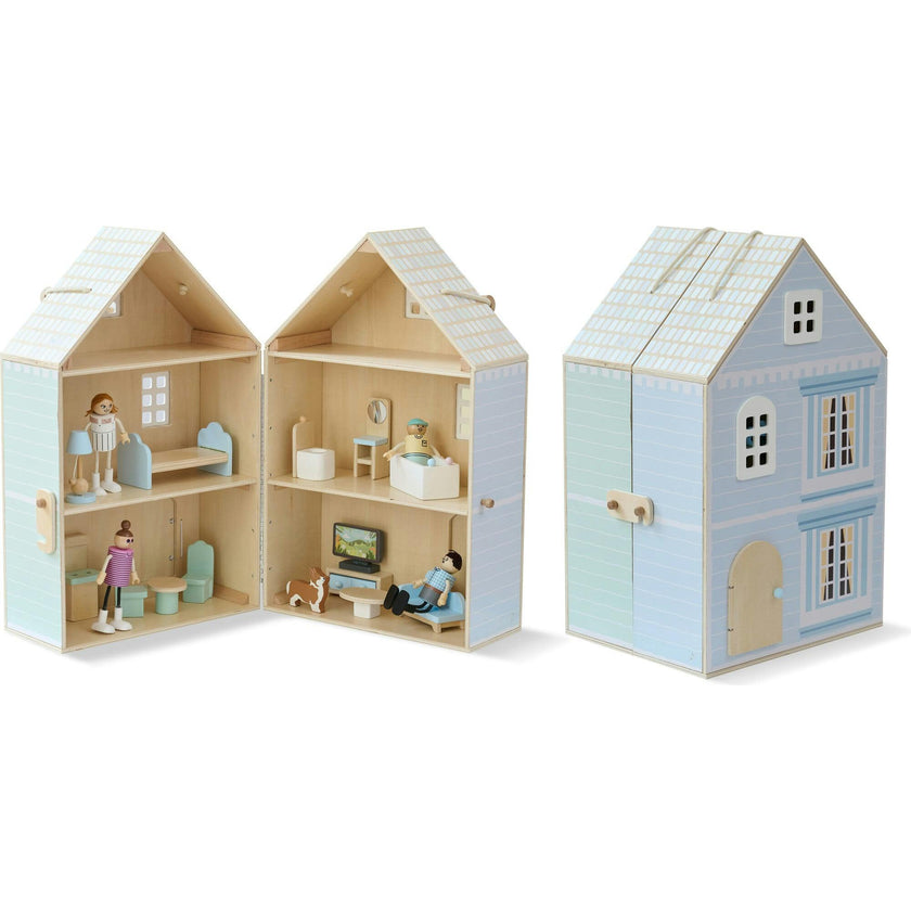 Olivia's Little World The Lovely Townhouse Wooden Carry-On Dollhouse With 18 Accessories