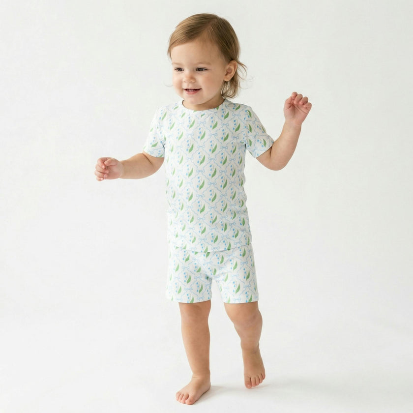 Bluebell Bows Short Sleeve & Shorts Bamboo Toddler Pajama Set