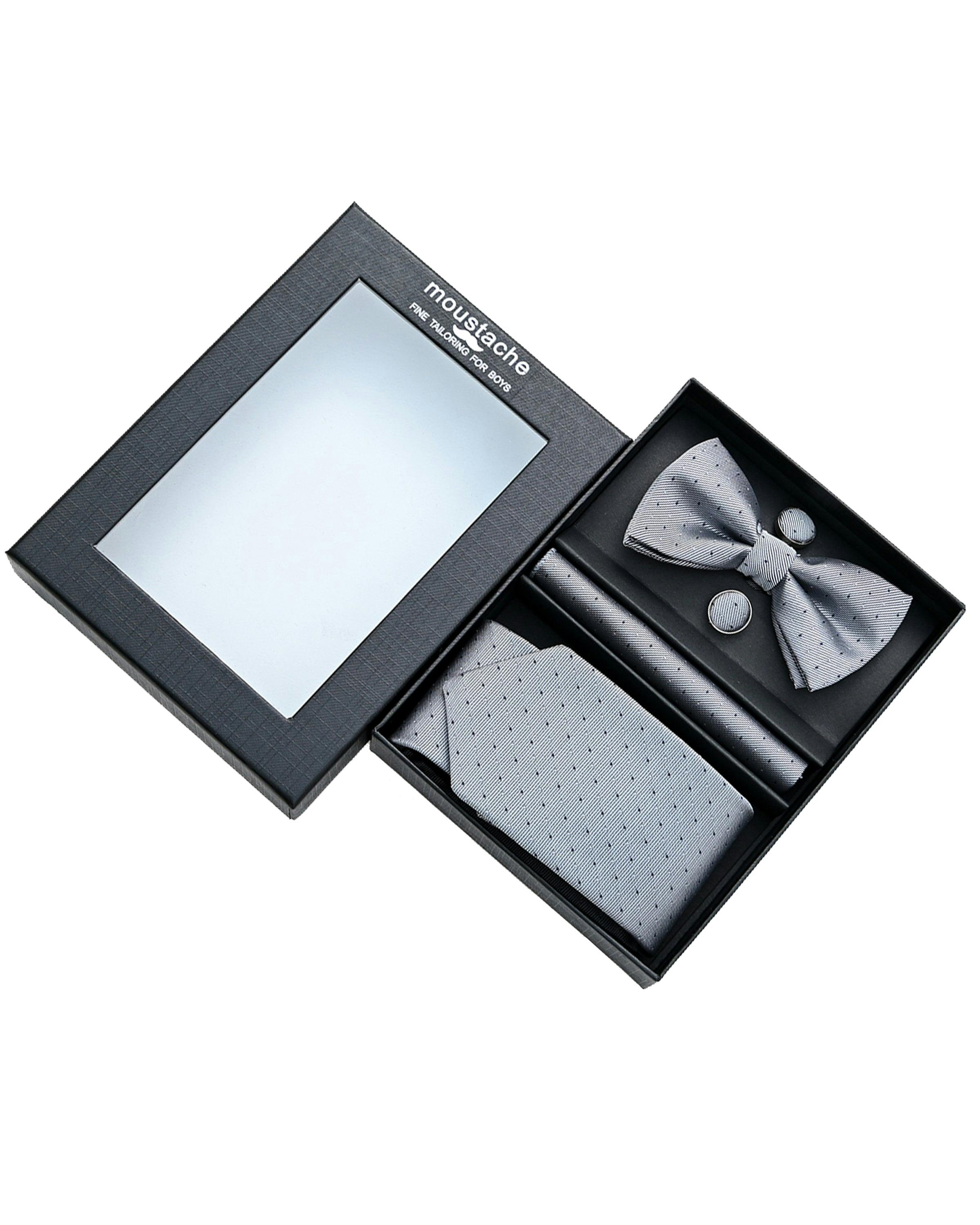 Silver Dotted Tie Set