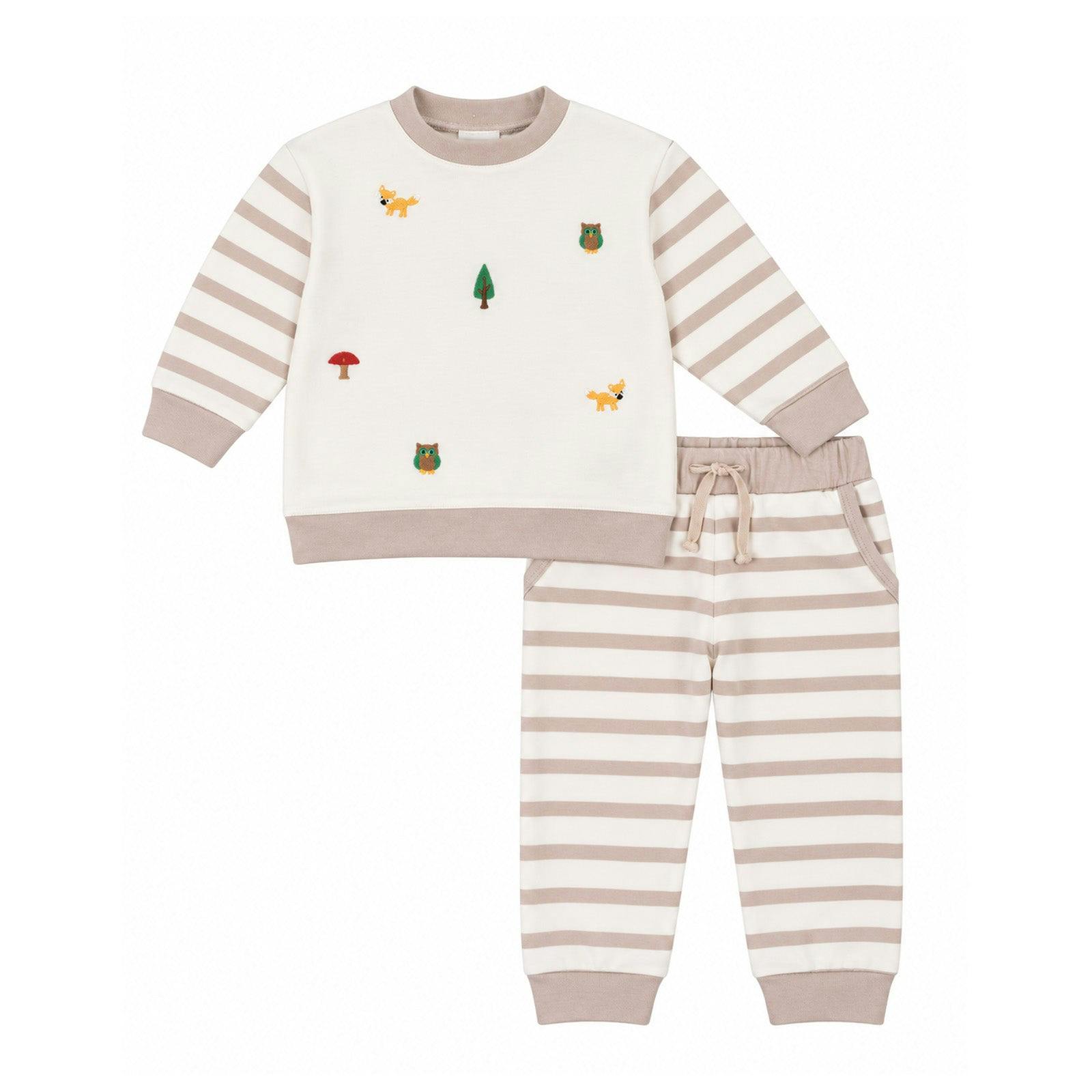 French Terry Knit Set with Woodland Animals