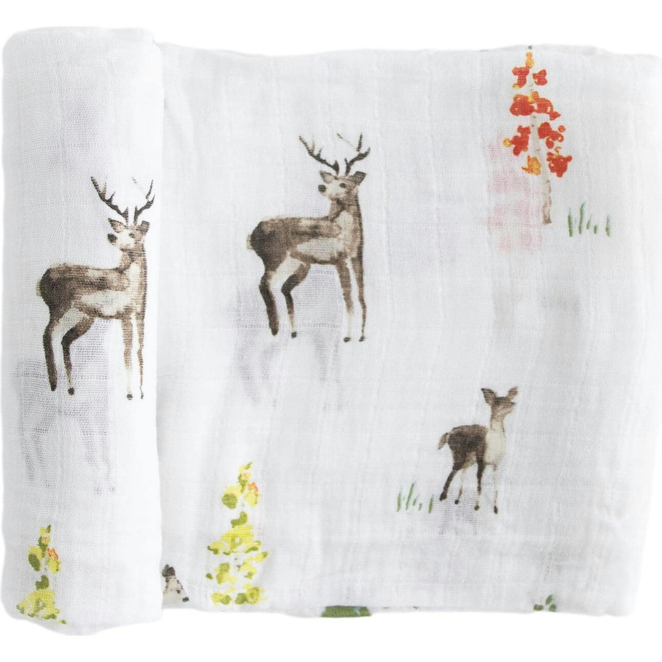 Cotton Muslin Swaddle Blanket - Tropical Leaf