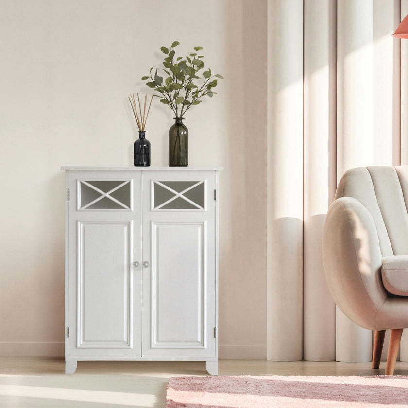 Dawson Wooden Floor Cabinet with Cross Molding and 2 Doors
