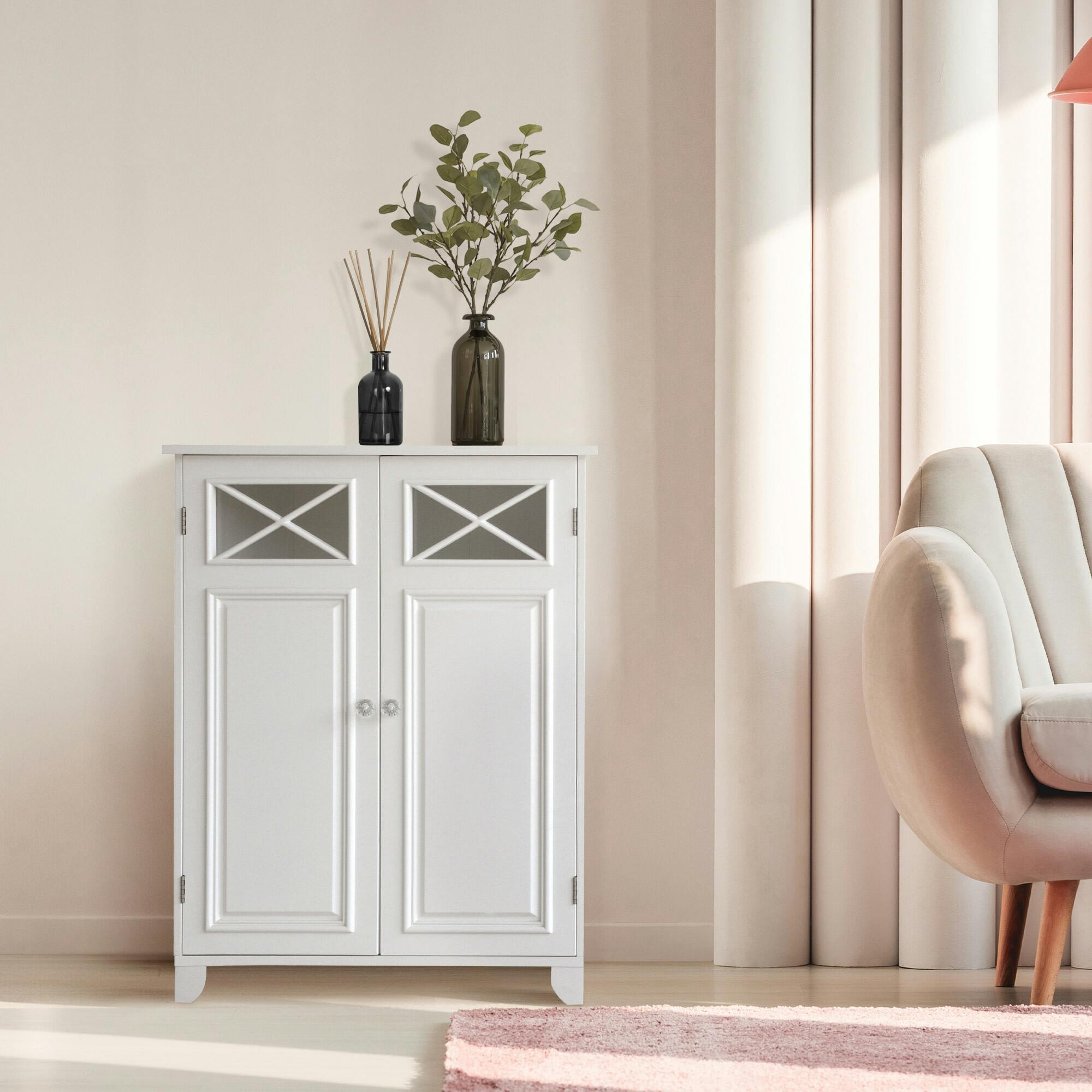 Dawson Wooden Floor Cabinet with Cross Molding and 2 Doors