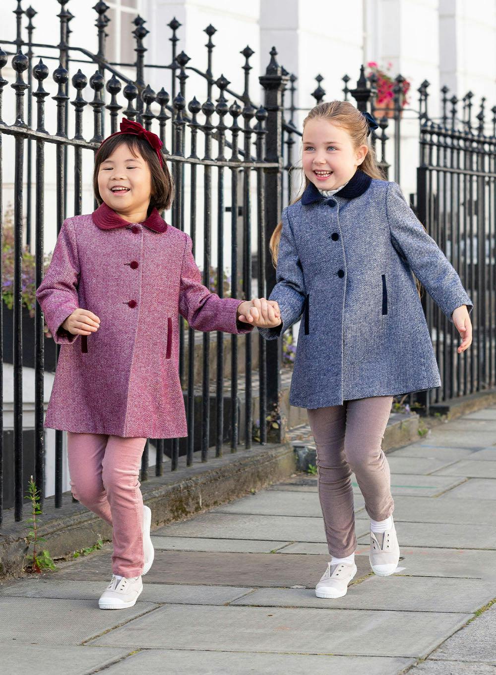 Matilda Swing Coat in Navy Herringbone