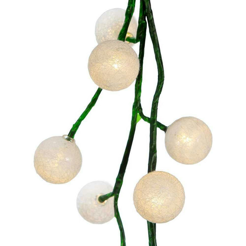 6-Foot Green Garland with 48 Warm White LED Lights and White Ball