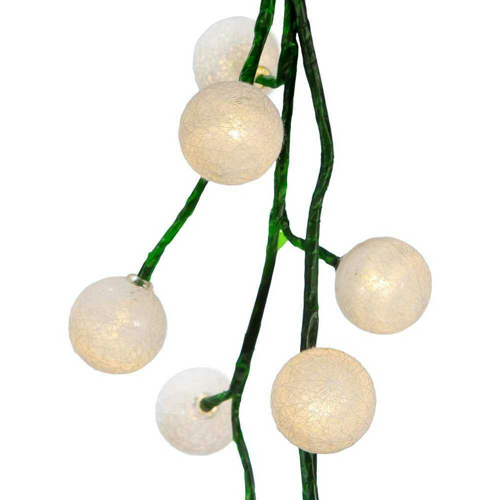 6-Foot Green Garland with 48 Warm White LED Lights and White Ball