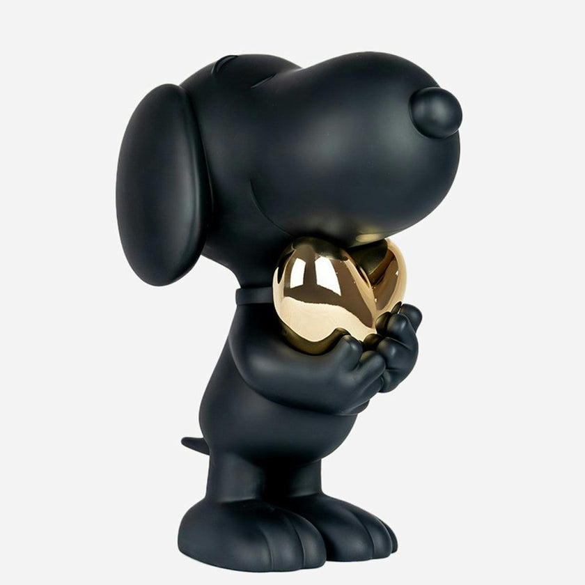 Snoopy HEART Matt Black with Chrome Gold Heart 21.5in