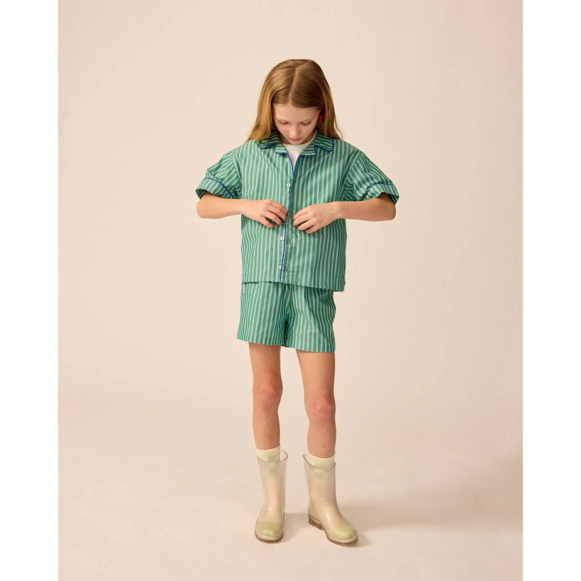 Bowling Shirt in Cucumber Stripe