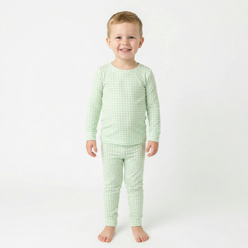 Pistachio Gingham Bamboo Toddler Pajama Set