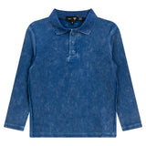 Distressed Ribbed Long sleeve Polo