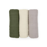 Cotton Muslin Swaddle Blanket 3 Pack - Fern 2