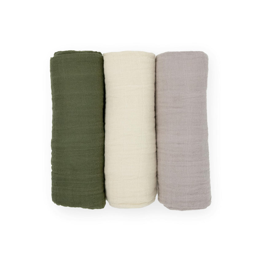Cotton Muslin Swaddle Blanket 3 Pack - Fern 2