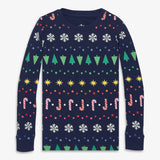 Kids organic PJ top in rainbow fair isle