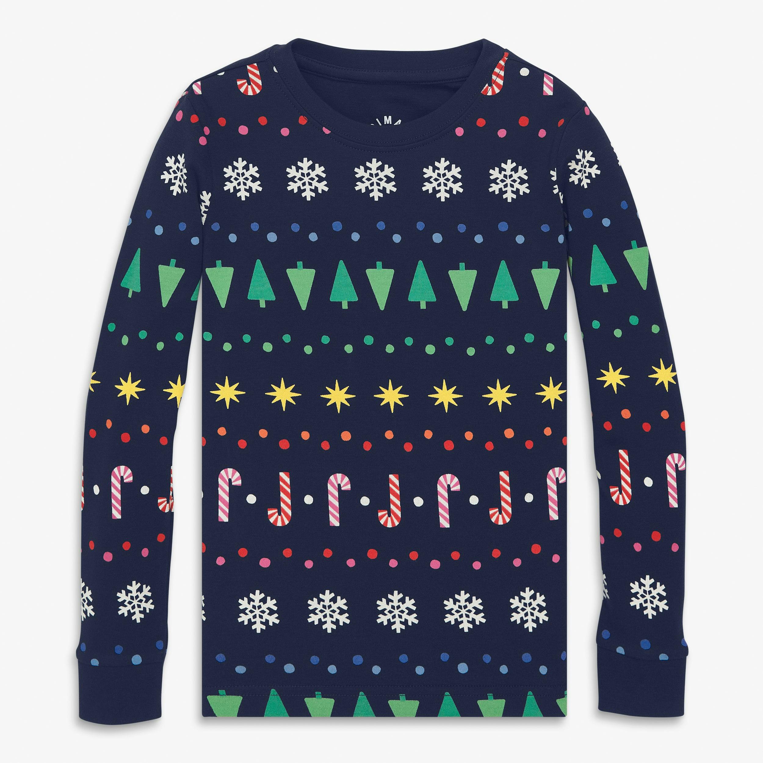 Kids organic PJ top in rainbow fair isle