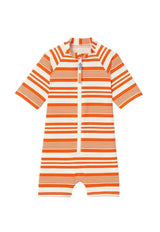 Boys' anti-UV short-sleeved jumpsuit, orange striped | COMBI MALO