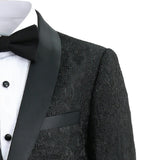 Textured Suit Set with Satin Lapels
