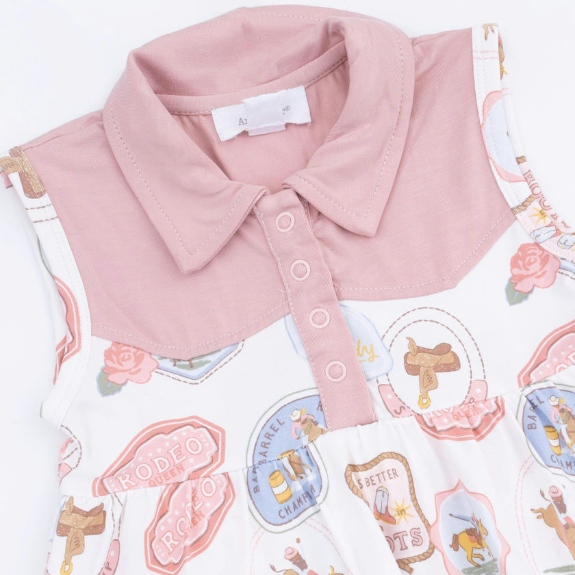 Rodeo Patches Pink - Cowboy Bodysuit Dress