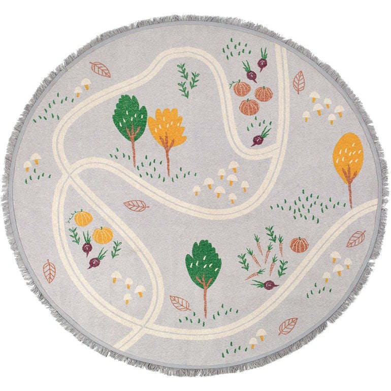 Hand-Woven Fringed Round Rug