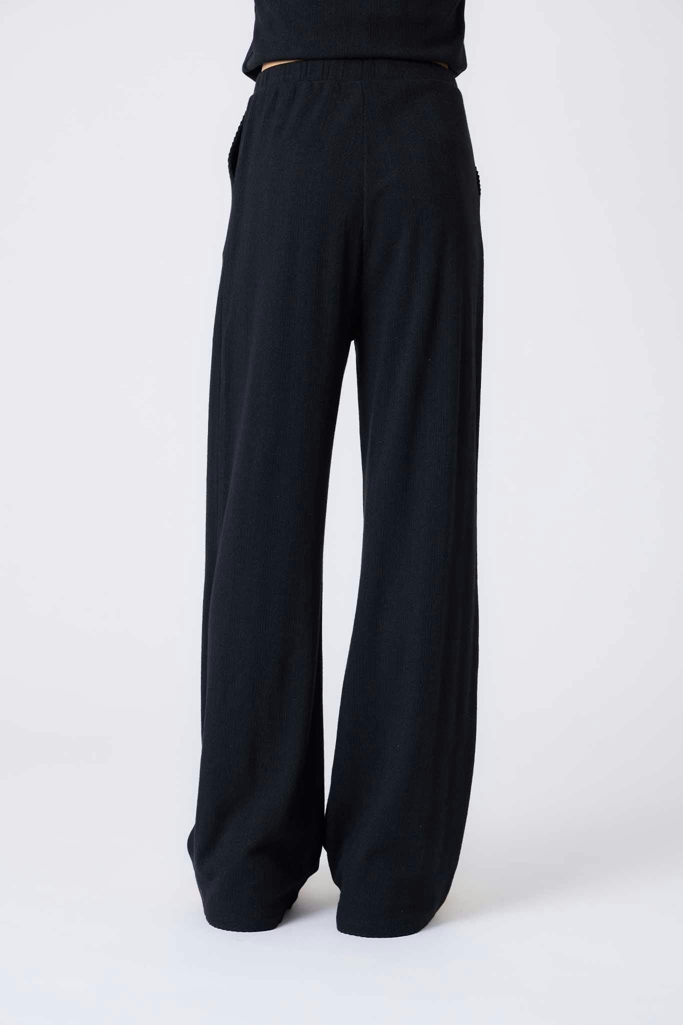 Girls Pointelle Flare Pant in Black