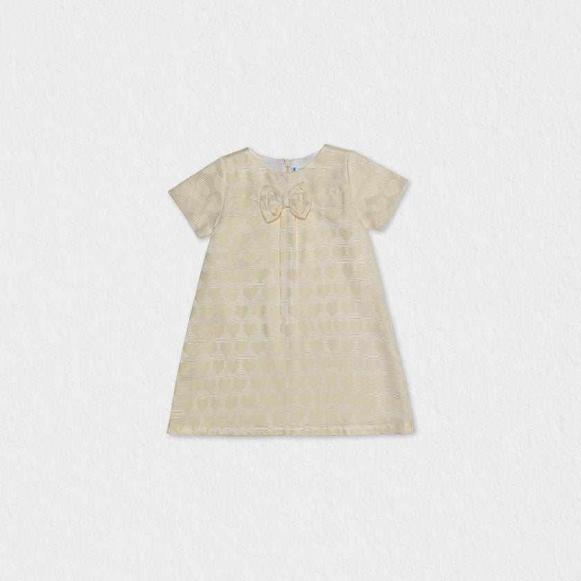 Elsa Baby Dress Short Sleeve, Off-White Hearts