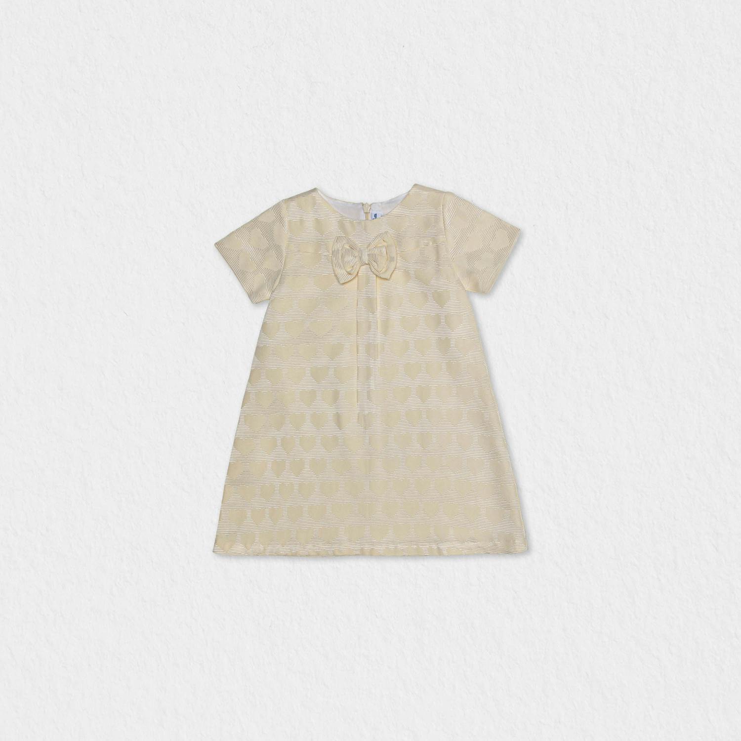Elsa Baby Dress Short Sleeve, Off-White Hearts