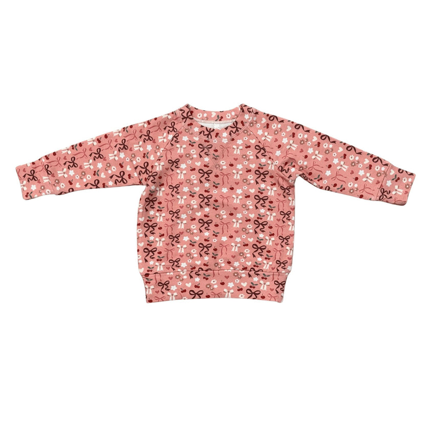 Girls Raglan Sweatshirt in Cherry Hearts