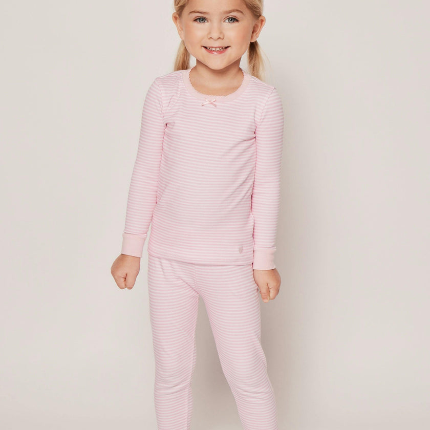 Kid's Pima Snug Fit Pajama Set in Pink Stripes