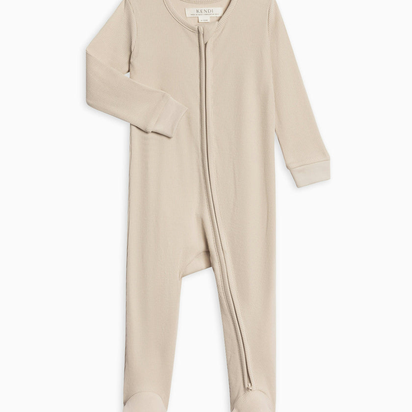 Kit Ribbed Zipper Sleeper Dario Stripe/Oat