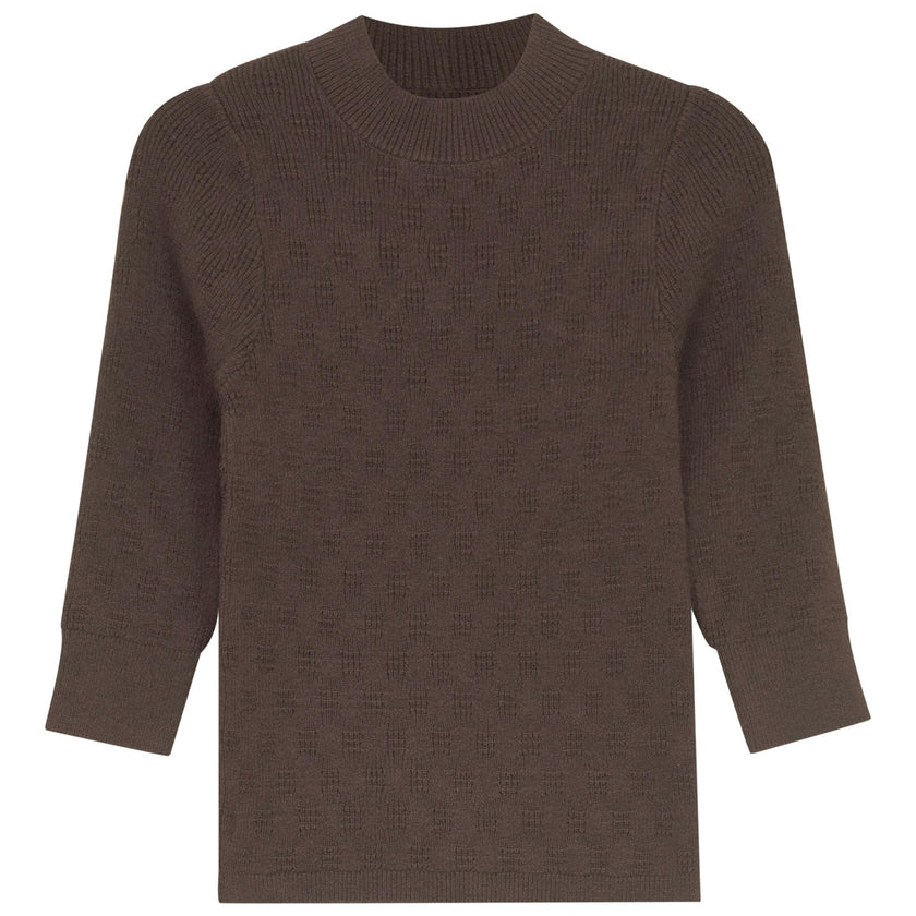 Pointel Knit Mock Neck Top