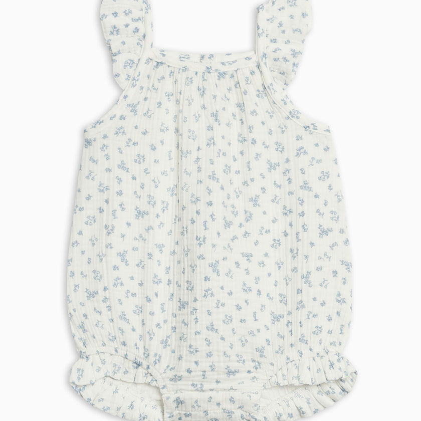 Sandra Muslin Tank Bubble Romper - Rosebay Floral / Coconut + Sea