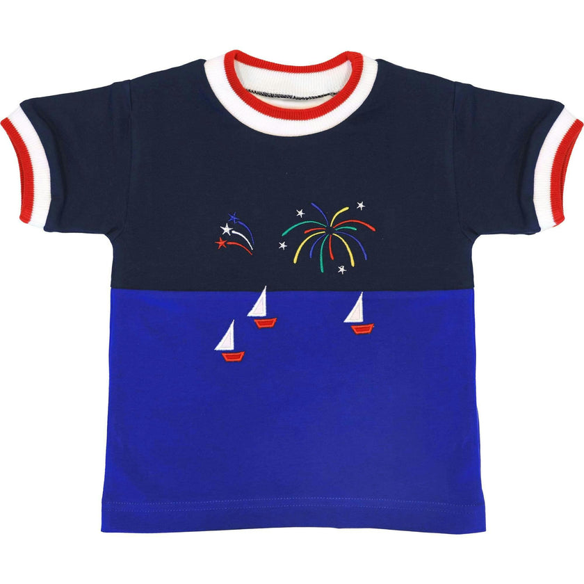 Tshirt With With Boats And Fireworks