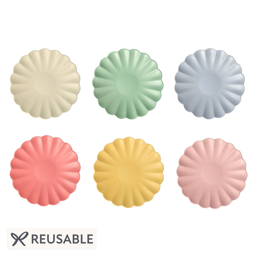 Small Multicolor Reusable Bamboo Plates