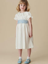 White Vega Floral Long Ceremony Girl Dress