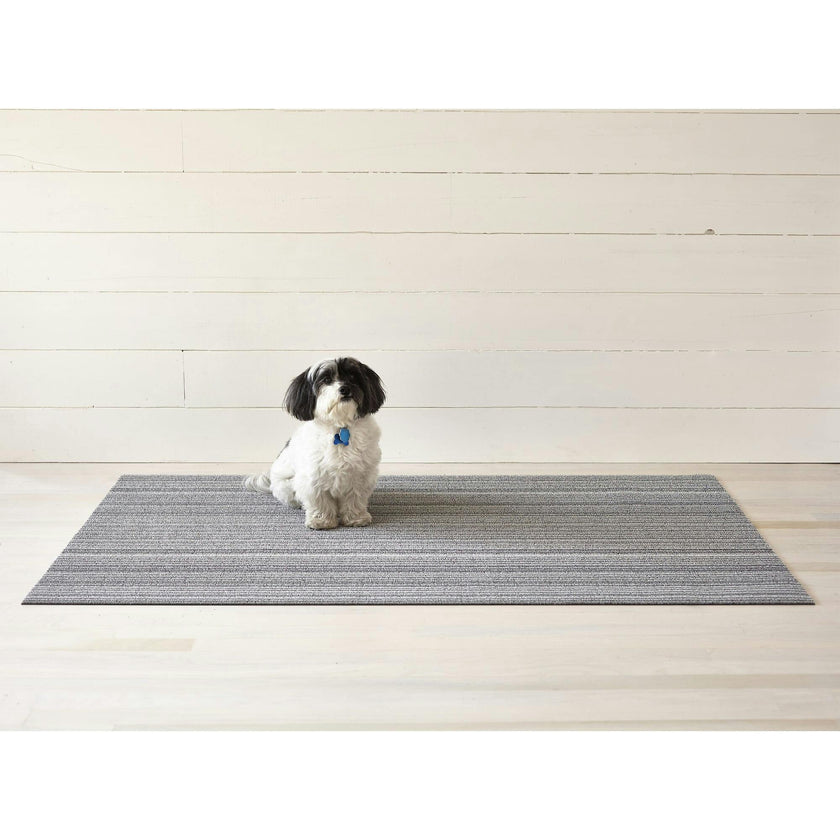 Skinny Stripe Shag Floor Mat, Shadow