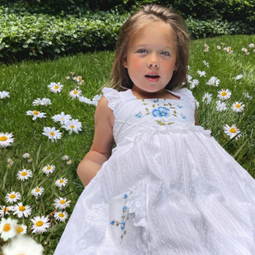 2T Heirloom Handkerchief Dress - Red Floral Bouquet