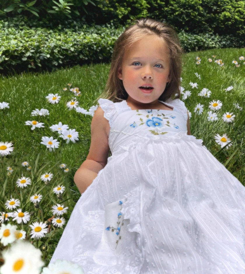 2T Heirloom Handkerchief Dress - Red Floral Bouquet