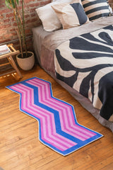 Pink Blue Zigzag Wave Rug by Jakob Mizrahi