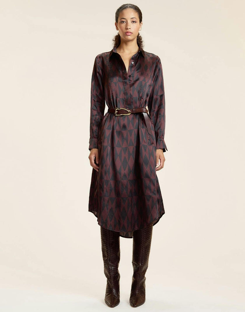 Silk Pintuck Shirt Dress