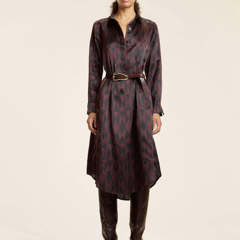 Silk Pintuck Shirt Dress