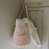 Quilted Storage Basket - Pink Gingham