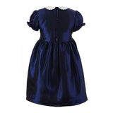 Taffeta 2-Tone Puff Sleeve Elastic Cuff Smocked Dress