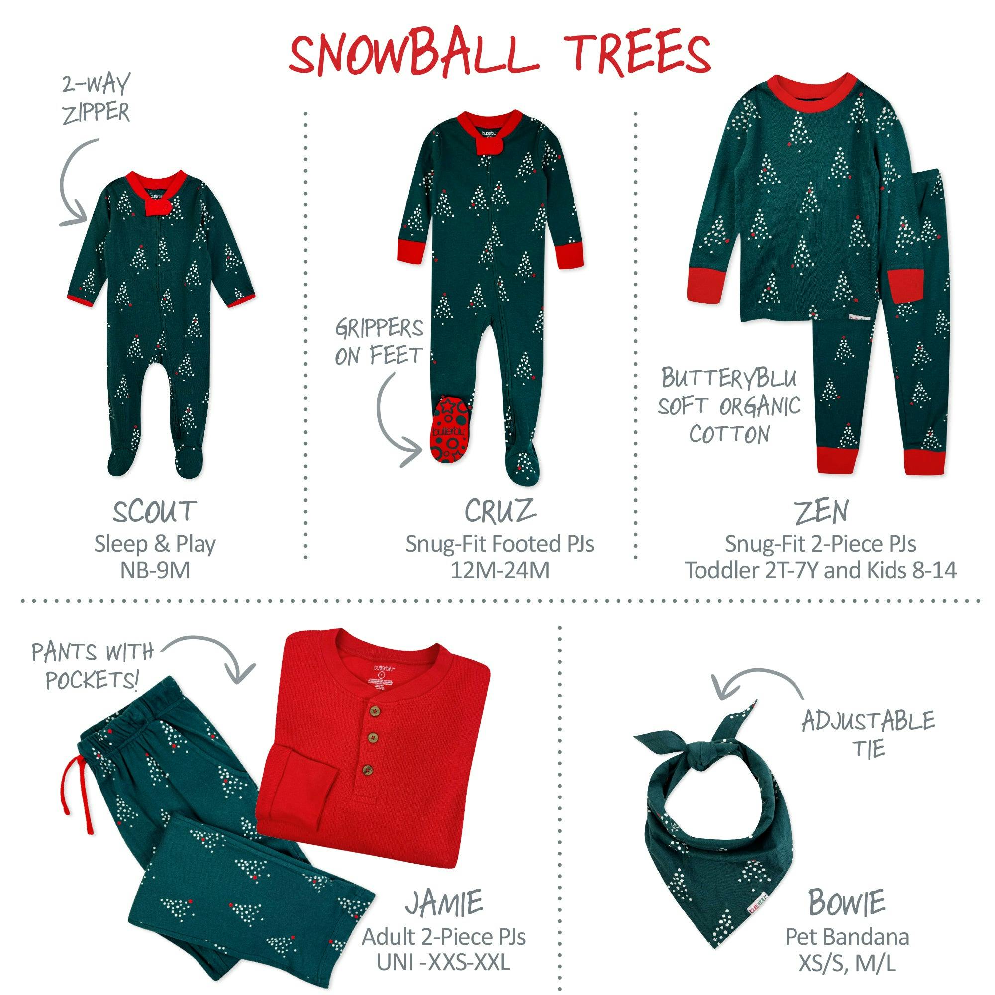 Matching Family Jammies Christmas Pajamas - Snowball Trees