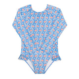 Girls Blue Primrose Rashguard One Piece