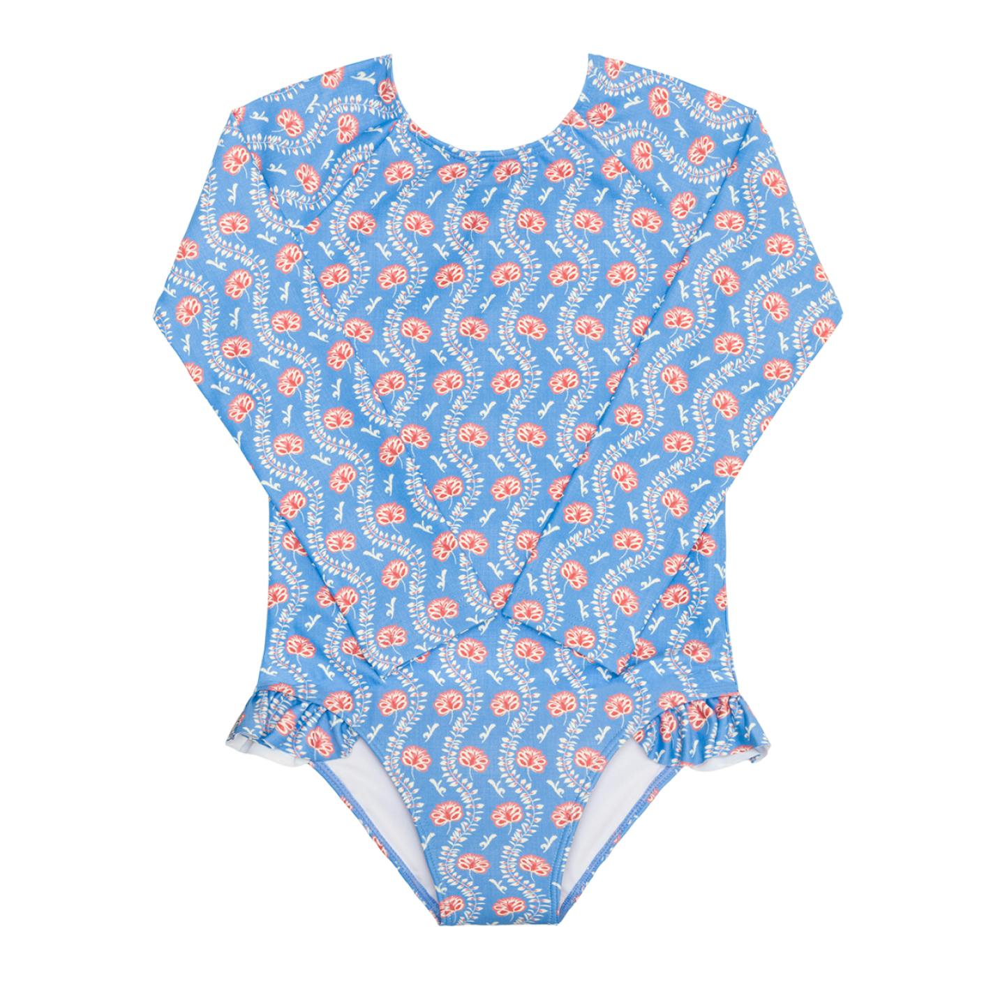 Girls Blue Primrose Rashguard One Piece