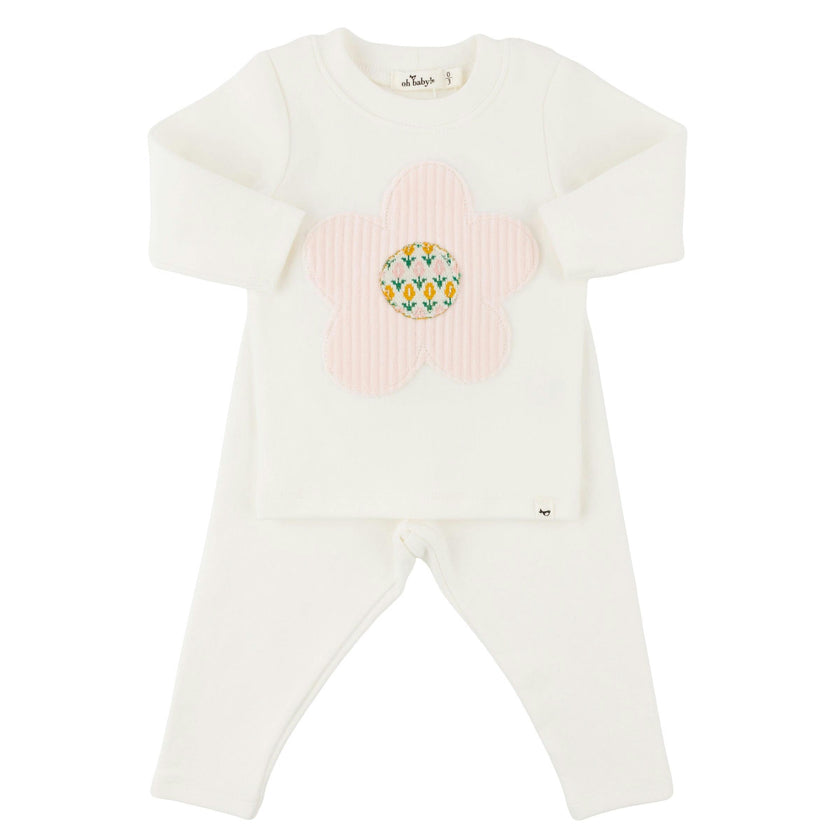 Quilted Flower Applique L/S 2pc Set