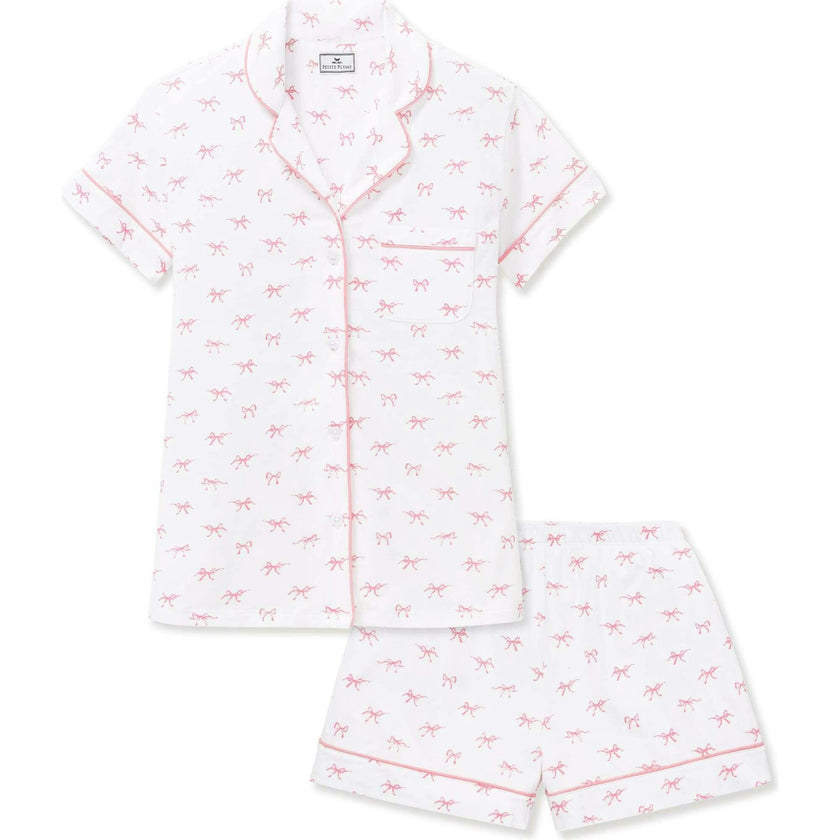 Women's Pima Short Sleeve Short Set in Blushing Bows